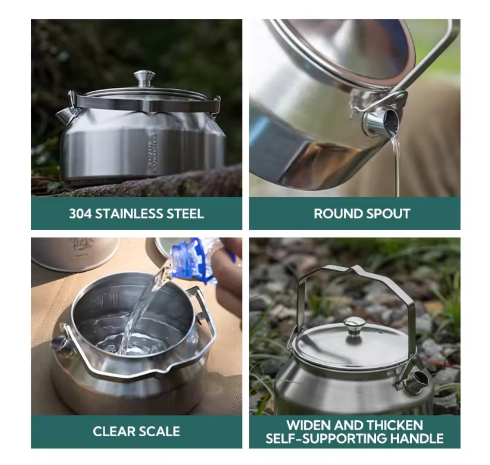 CAMPINGMOON SW-1 Stainless Steel Outdoor Kettle 1L