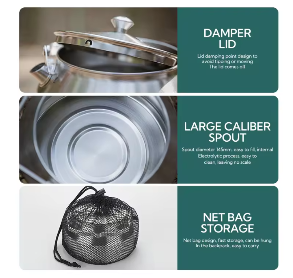 CAMPINGMOON SW-1 Stainless Steel Outdoor Kettle 1L