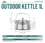 CAMPINGMOON SW-1 Stainless Steel Outdoor Kettle 1L