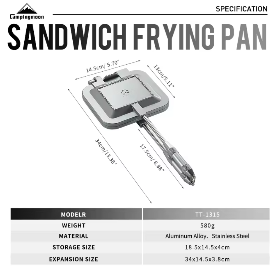 CAMPINGMOON TT-1315 Double Sided Sandwich Frying Pan