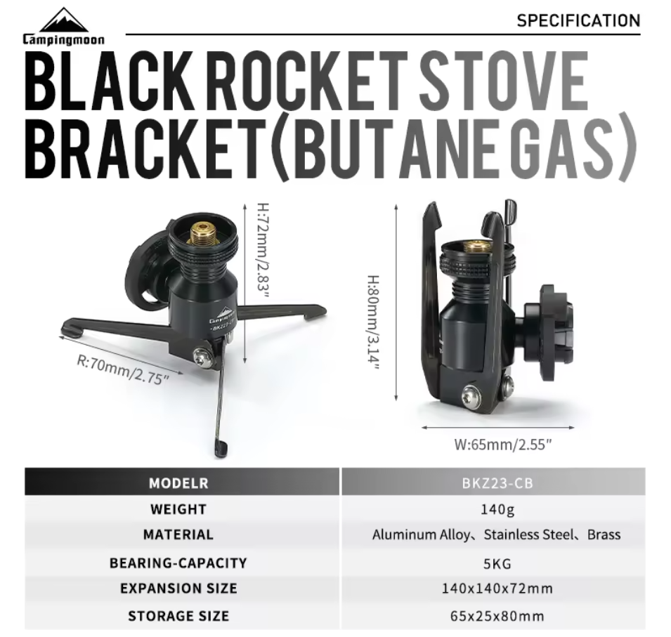 CAMPINGMOON BKZ23-CB Tripod Adapter Butane Gas Connector