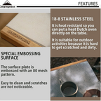 CAMPINGMOON T-380-1T Large Stainless Steel Table Embossed Finished
