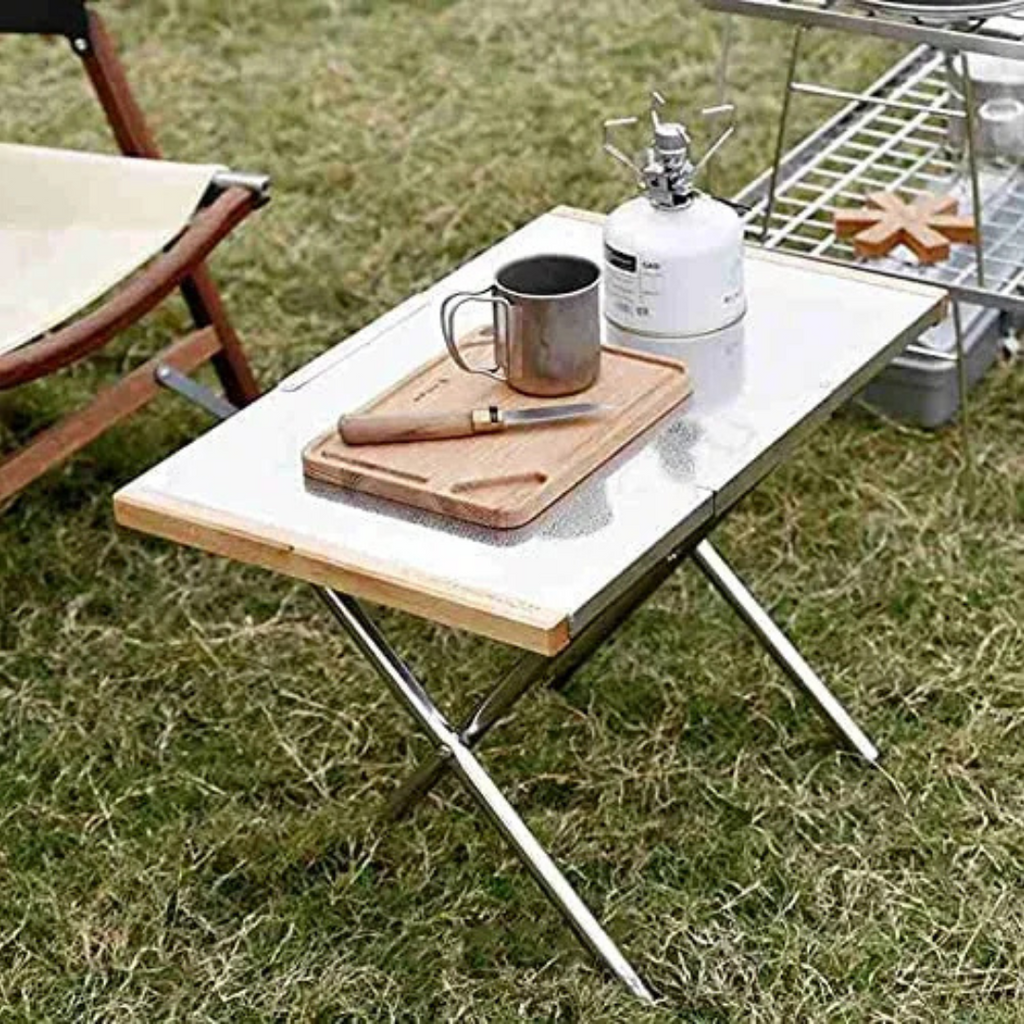 CAMPINGMOON T-380-1T Large Stainless Steel Table Embossed Finished