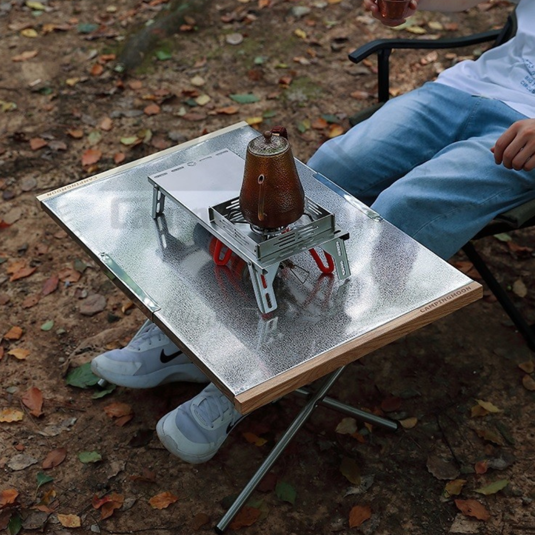 CAMPINGMOON T-380-1T Large Stainless Steel Table Embossed Finished