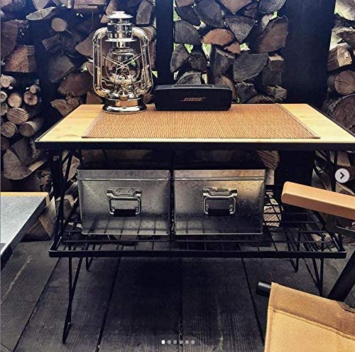 CAMPINGMOON T-230-2TP Steel Field Rack Table Set With Bamboo Plate