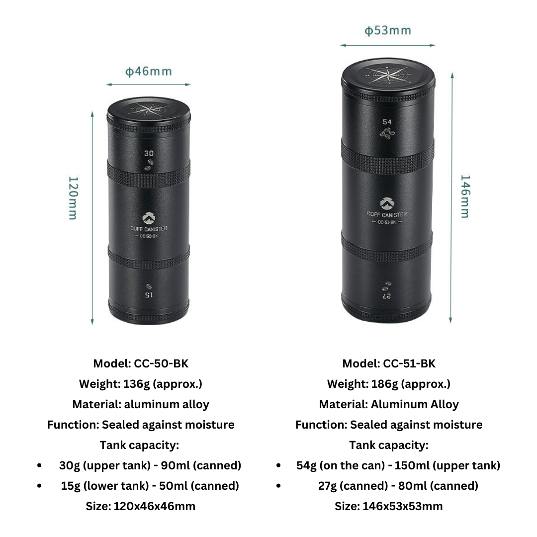 CAMPINGMOON CC-51-BK Medium Coffee Canister 2-Stage