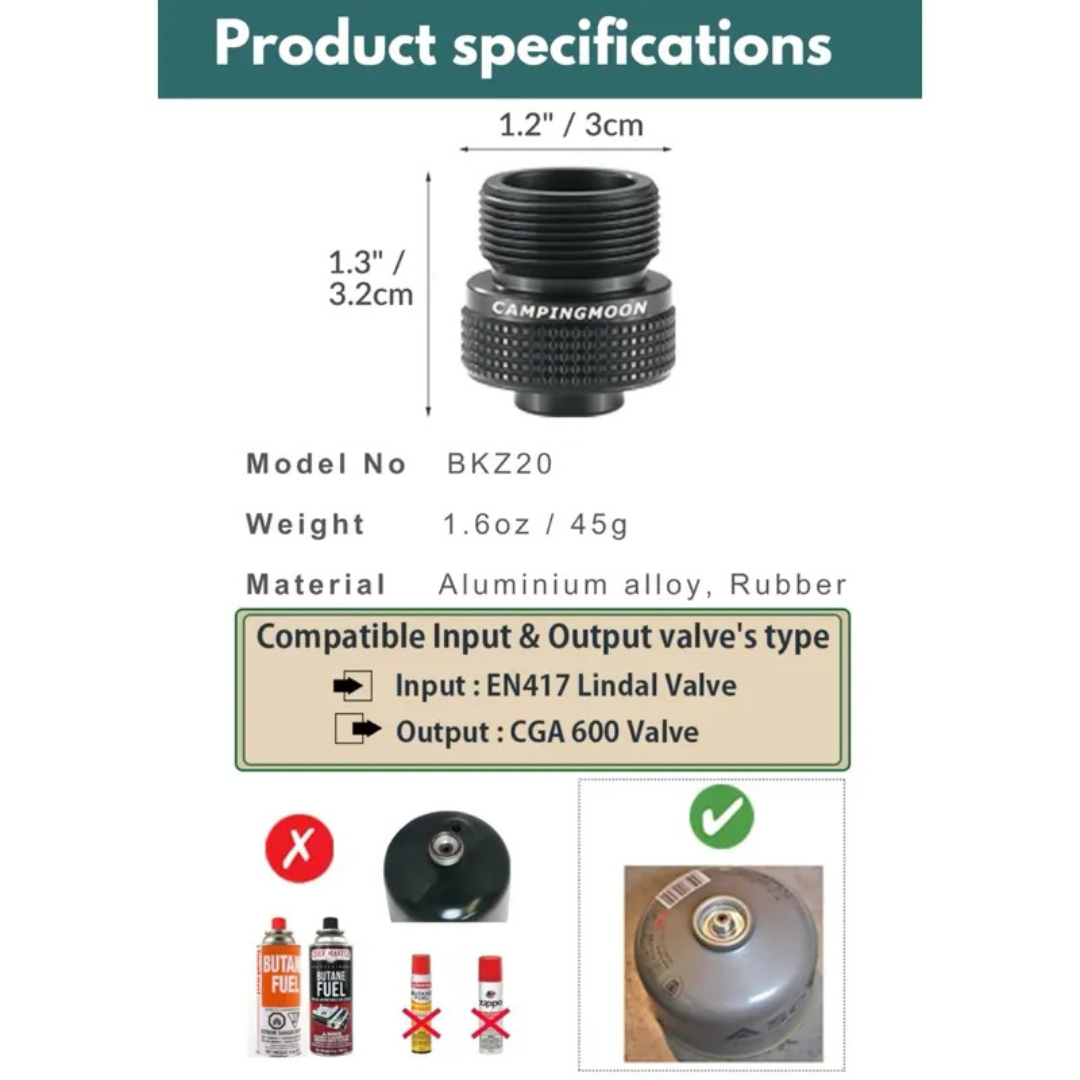 CAMPINGMOON BKZ20 Coleman Gas Stove Adapter