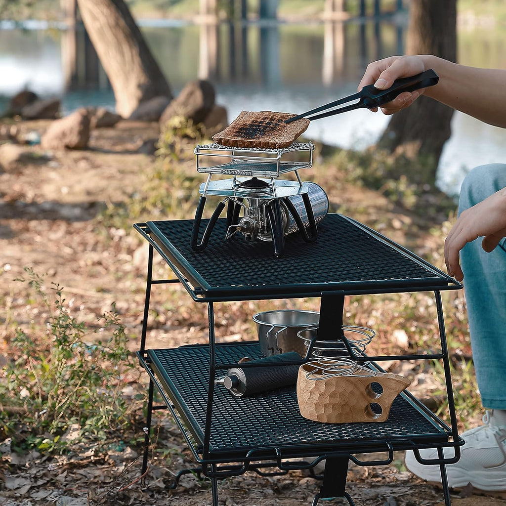 CAMPINGMOON T-238-2T Set Stackable Steel Mesh Table Rack