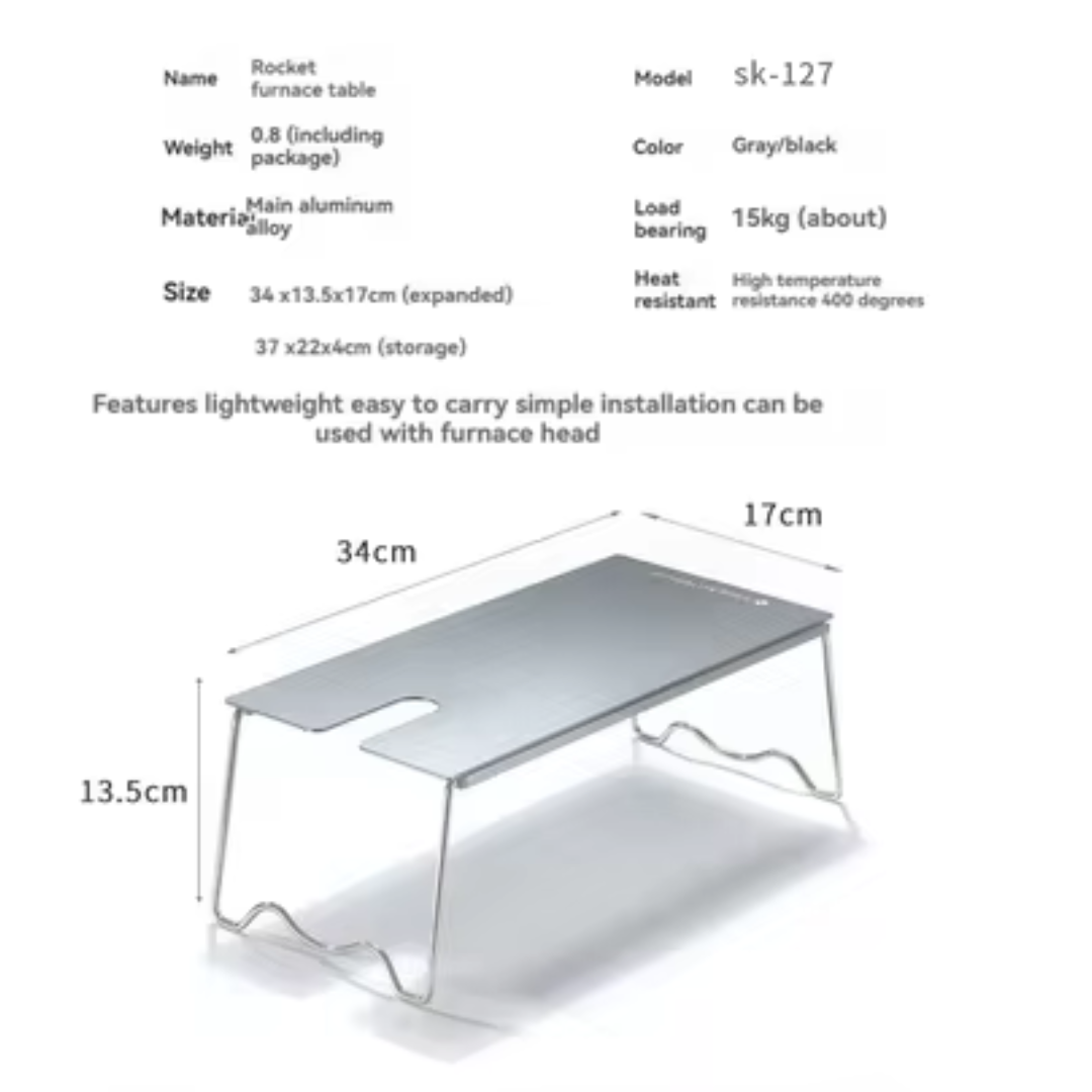 CAMPINGMOON SK-127 Solo Table Plate With Side Slot Stove