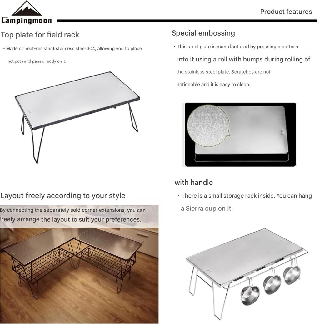 CAMPINGMOON T-2305 Stainless Steel Field Rack Top Plate