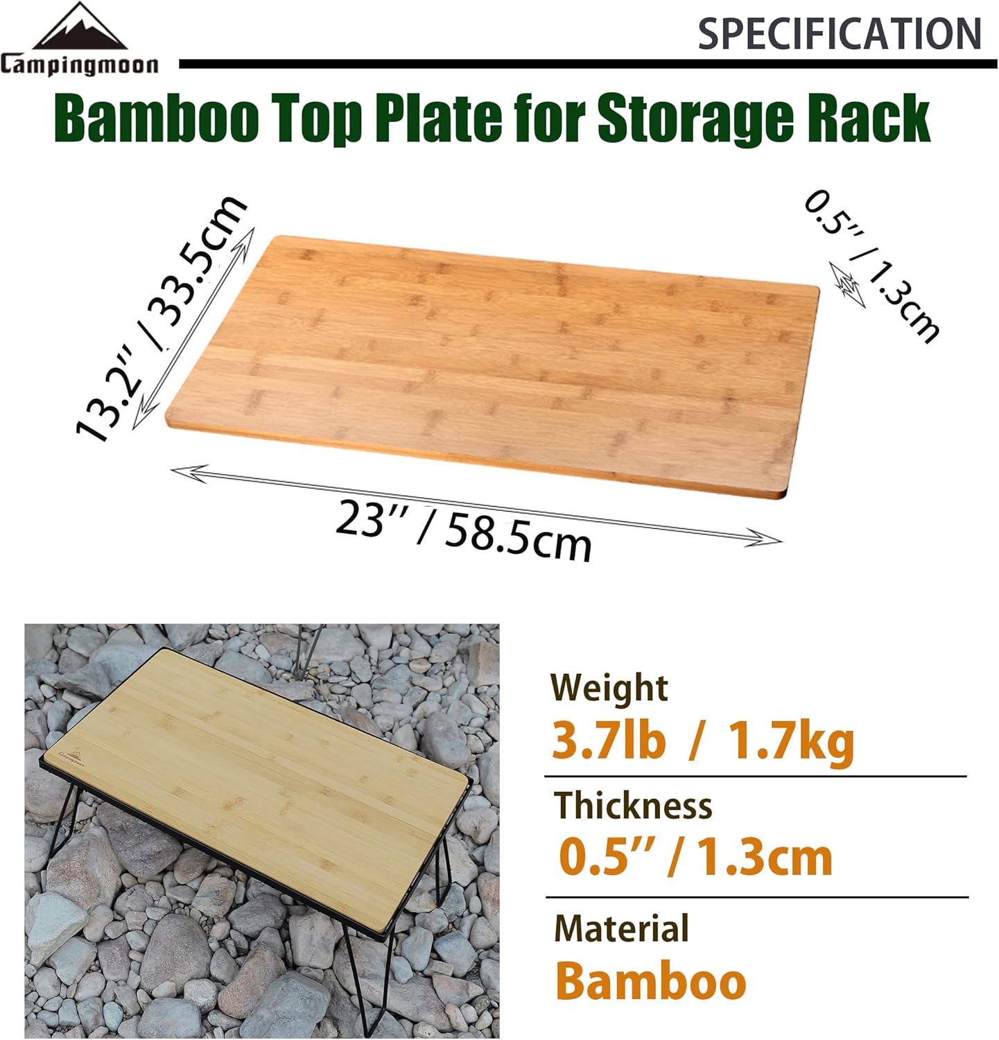 CAMPINGMOON T-2301 Wooden Bamboo Plate Field Rack Top Plate