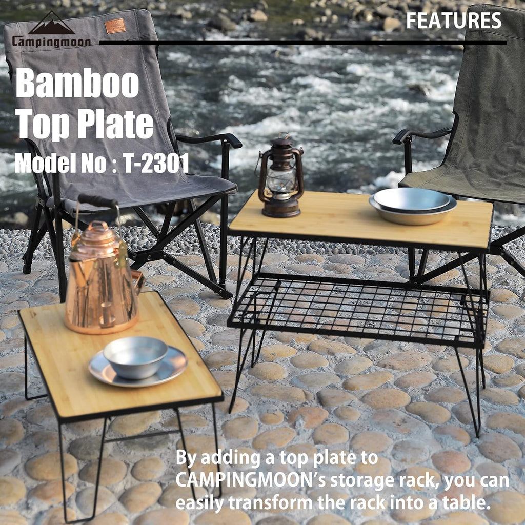 CAMPINGMOON T-2301 Wooden Bamboo Plate Field Rack Top Plate