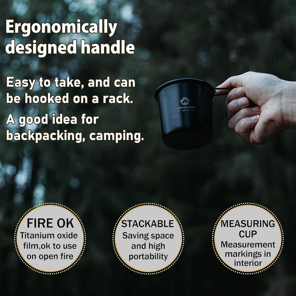 CAMPINGMOON BKS-190 210ml Stainless Steel Black Sierra Cup