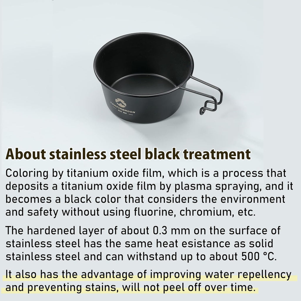 CAMPINGMOON BKS-360 450ml Stainless Steel Black Sierra Cup