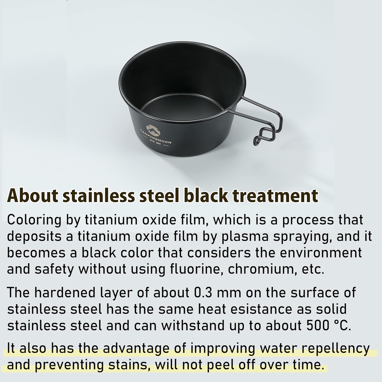 CAMPINGMOON BKS-360 450ml Stainless Steel Black Sierra Cup
