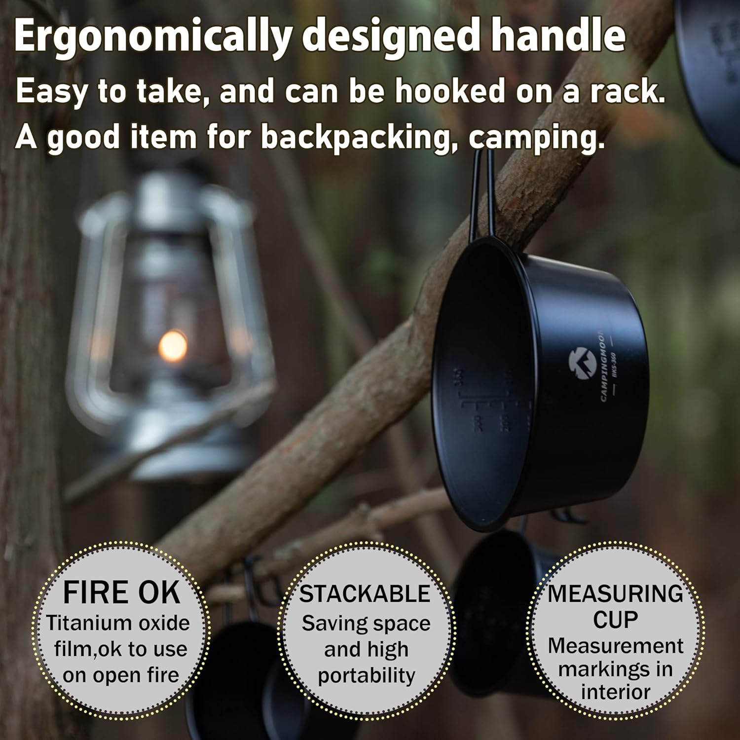CAMPINGMOON BKS-360 450ml Stainless Steel Black Sierra Cup