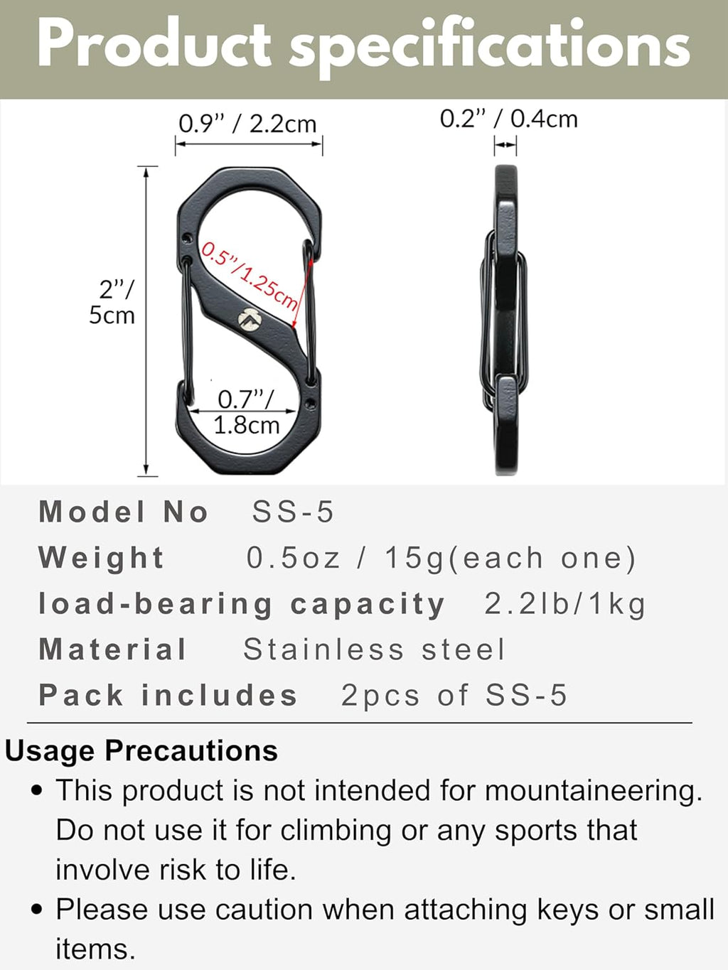 CAMPINGMOON SS-5 S-shaped Buckle Hanging Hook