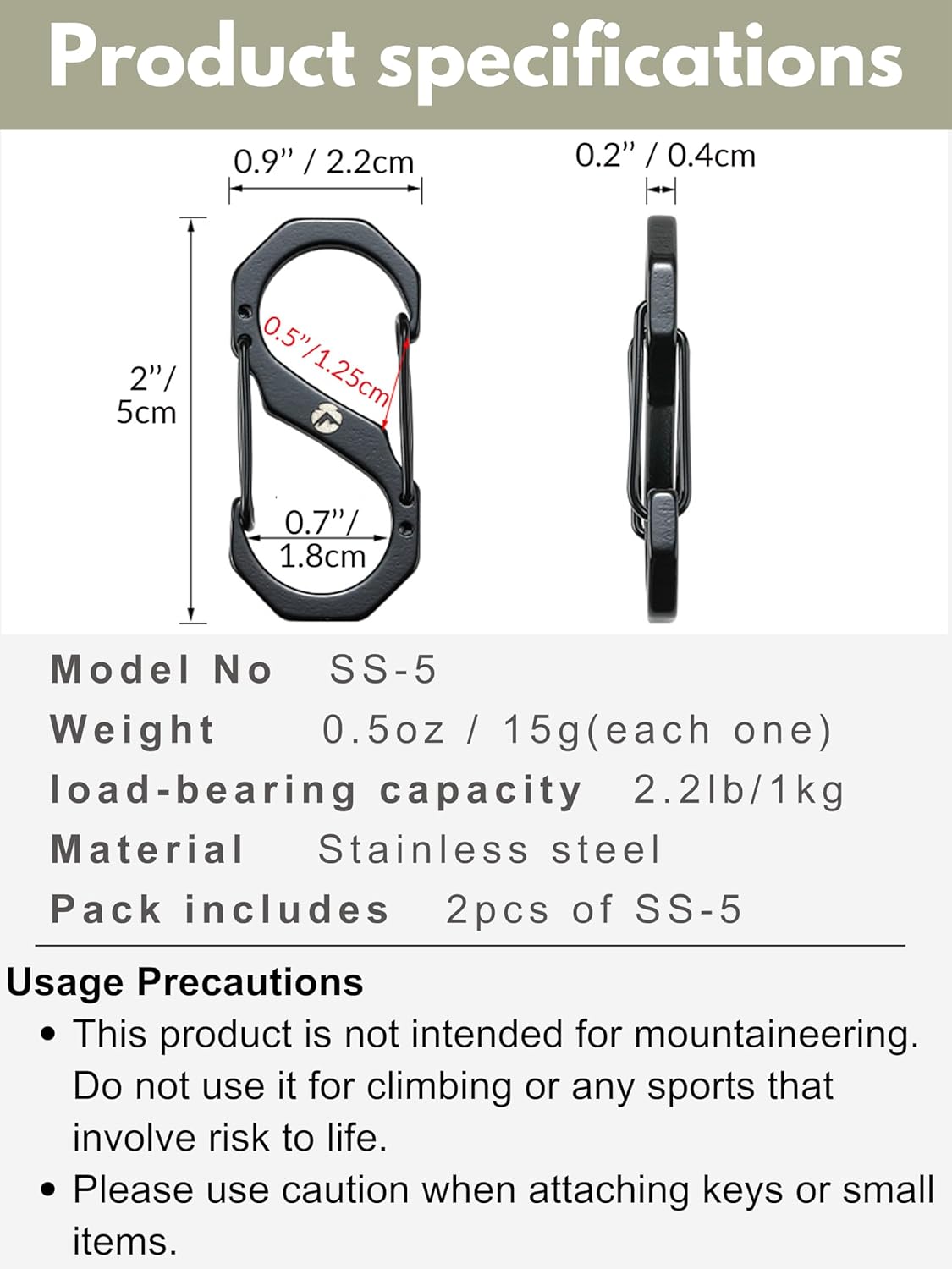 CAMPINGMOON SS-5 S-shaped Buckle Hanging Hook