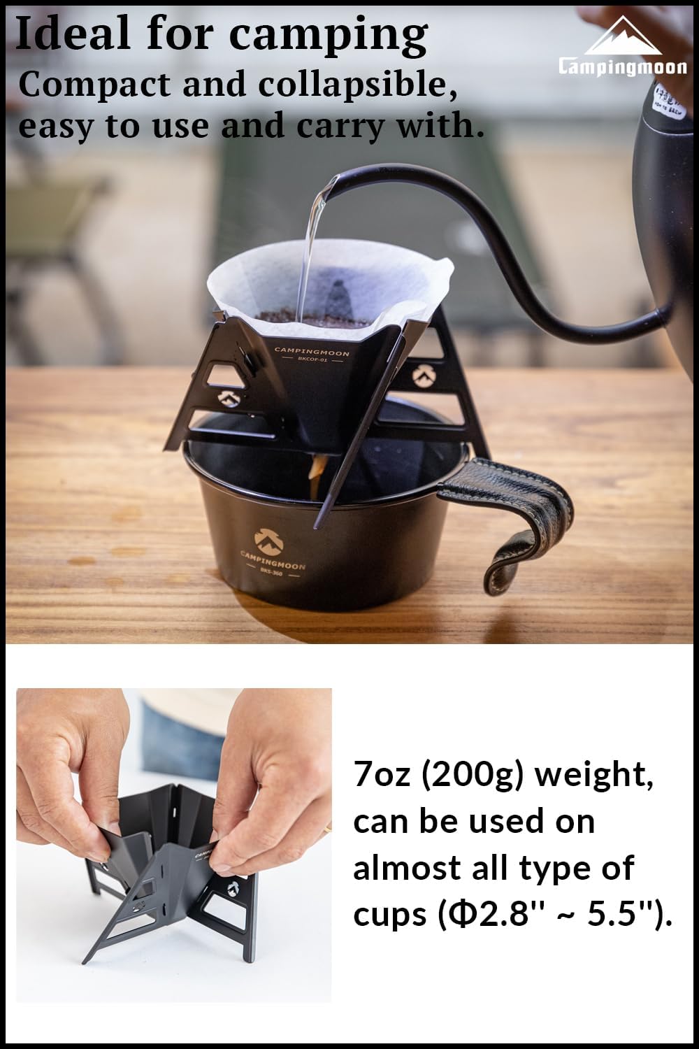 CAMPINGMOON BKCOF-01 Black Collapsible Coffee Dripper Pour Over