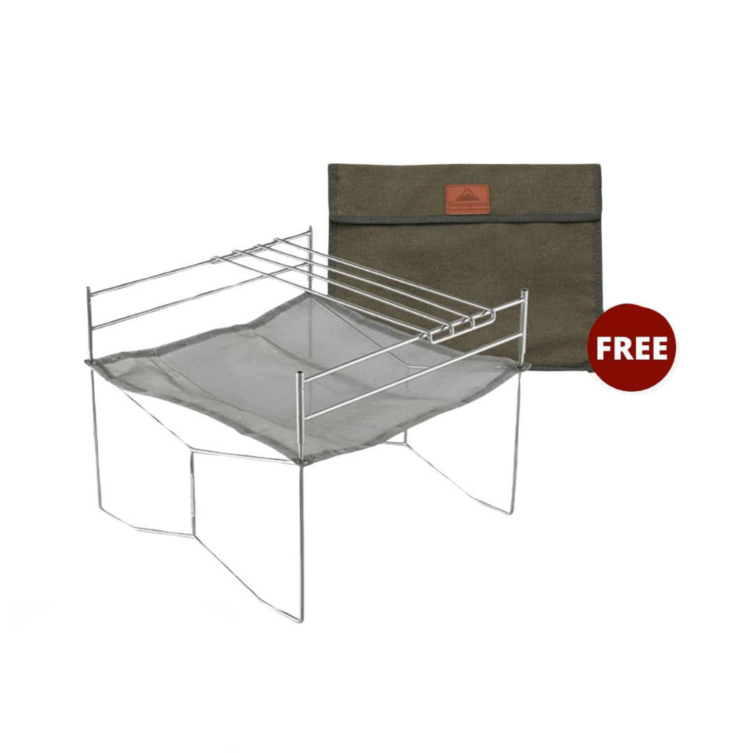 CAMPINGMOON SOLO 303 Large Mesh Fire Pit with Cooking Grate Bonfire