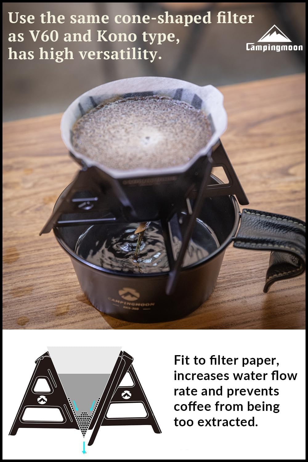 CAMPINGMOON BKCOF-01 Black Collapsible Coffee Dripper Pour Over