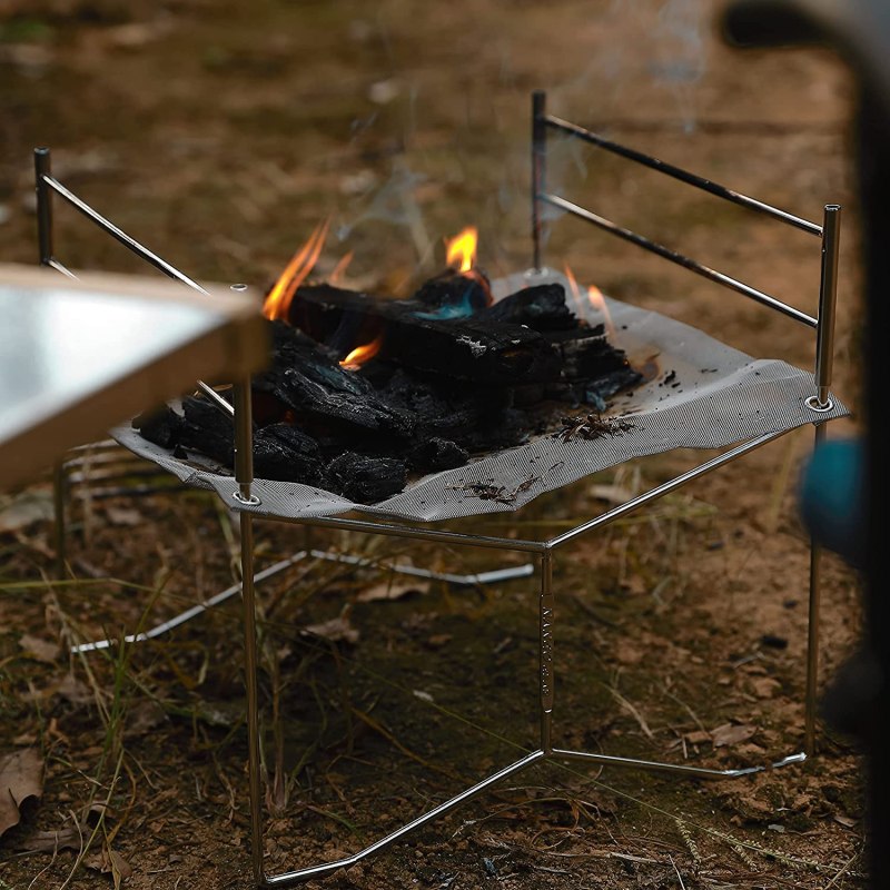 CAMPINGMOON SOLO 303 Large Mesh Fire Pit with Cooking Grate Bonfire