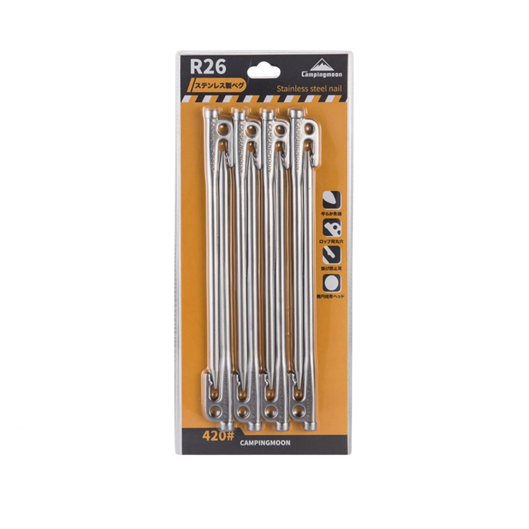 CAMPINGMOON R26-8pcs Tent Peg Stainless Steel Peg Hard Ground