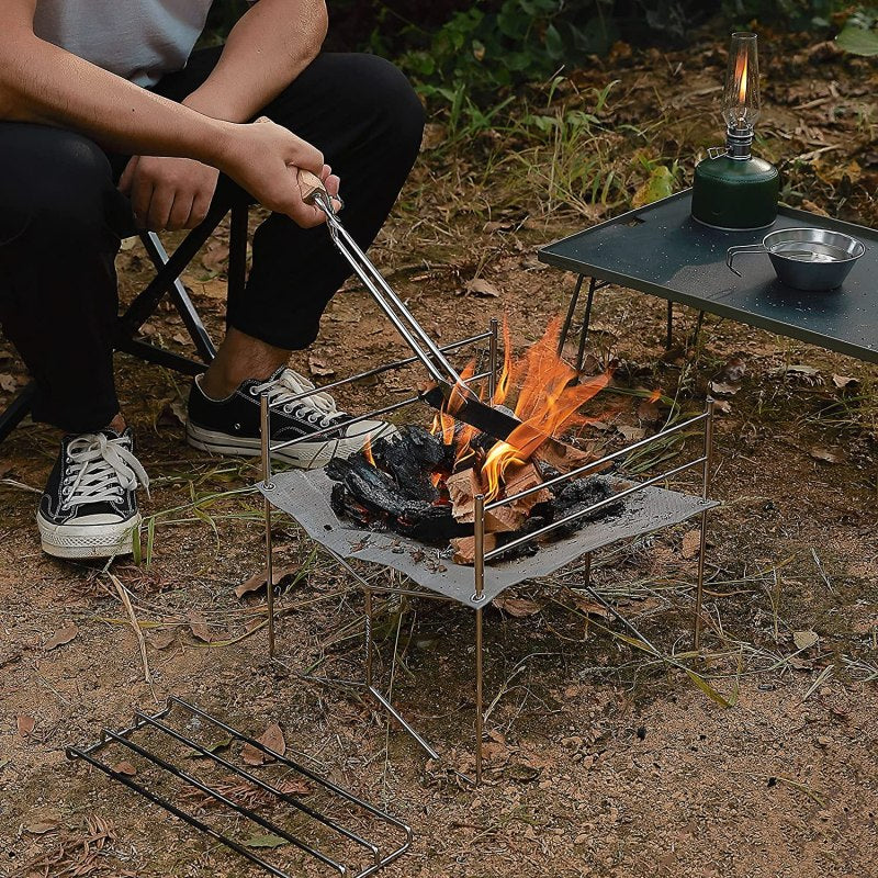 CAMPINGMOON SOLO 303 Large Mesh Fire Pit with Cooking Grate Bonfire