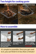 CAMPINGMOON SOLO 303 Large Mesh Fire Pit with Cooking Grate Bonfire