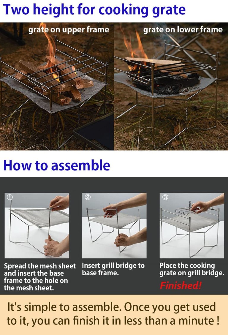 CAMPINGMOON SOLO 303 Large Mesh Fire Pit with Cooking Grate Bonfire