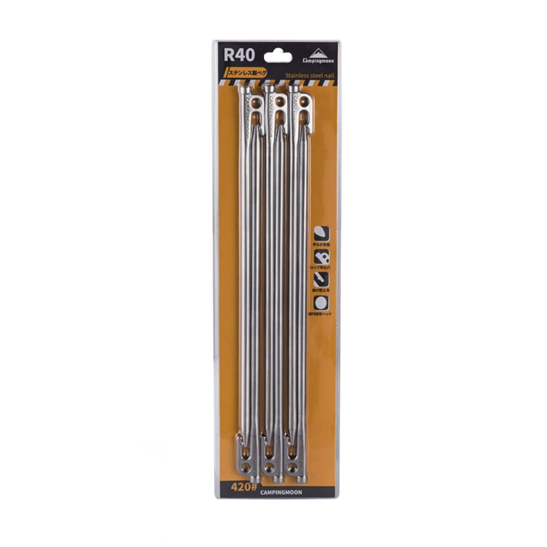 CAMPINGMOON R40-6pcs Tent Peg Stainless Steel Peg Hard Ground