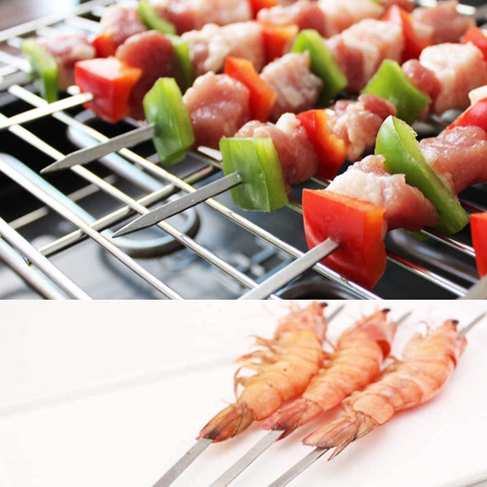 CAMPINGMOON K-480 Wooden Pattern Barbecue Skewer 8 Pcs Set