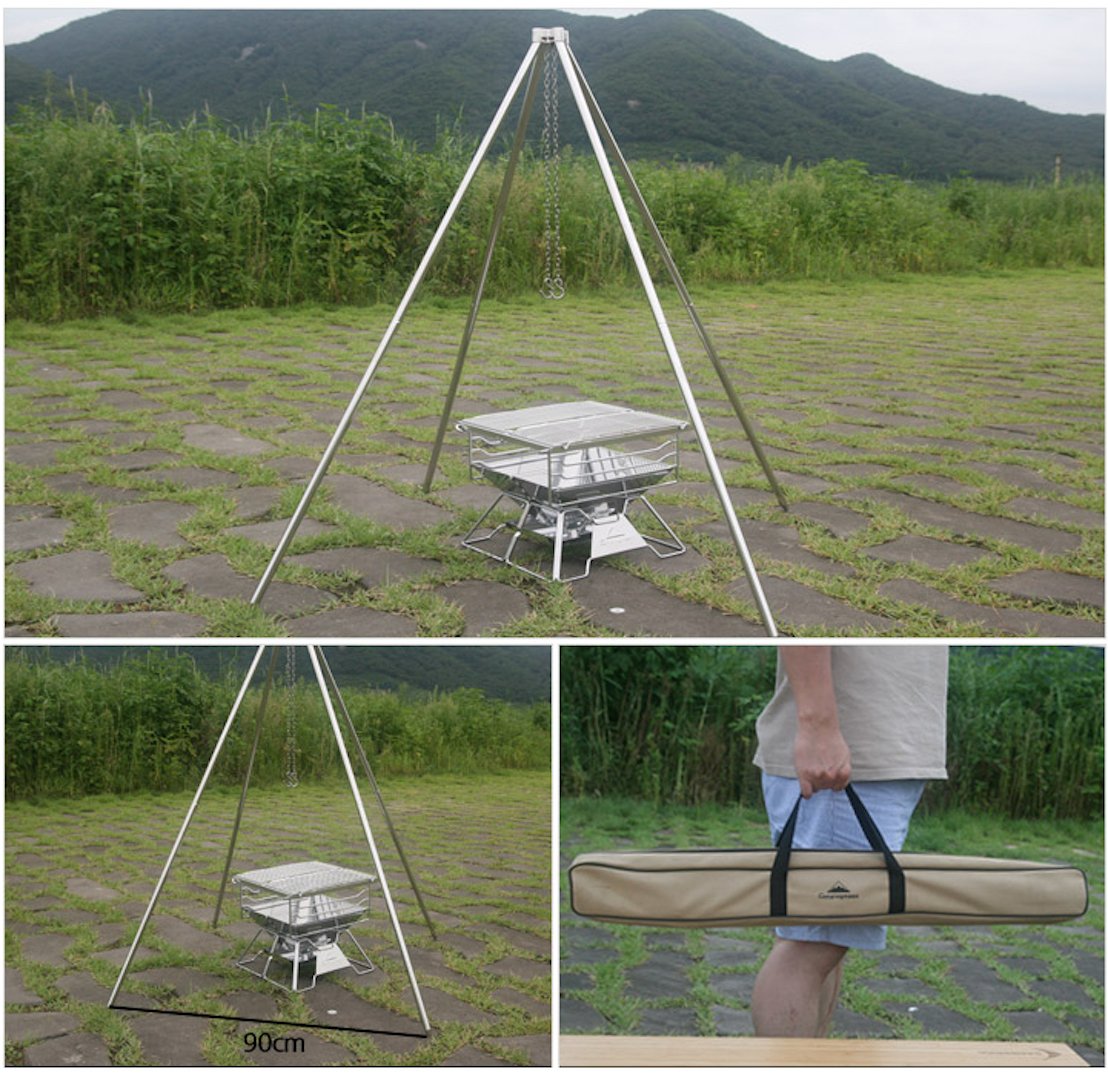 CAMPINGMOON MT-130 Portable Campfire Quadpod BBQ Hanging
