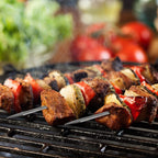 CAMPINGMOON K-480 Wooden Pattern Barbecue Skewer 8 Pcs Set
