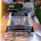 CAMPINGMOON K-480 Wooden Pattern Barbecue Skewer 8 Pcs Set