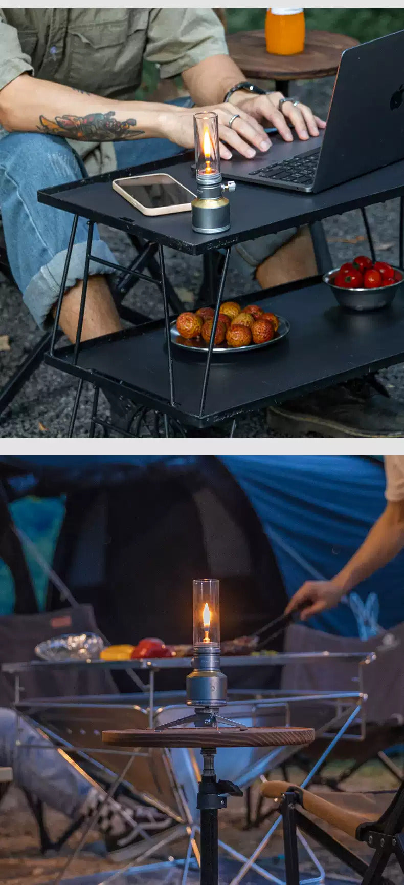 CAMPINGMOON T-1D15 Atmosphere Gas Wickless Candle Light Set