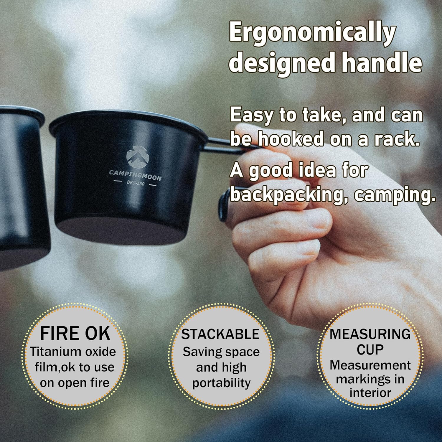 CAMPINGMOON BKS-180 160ml Stainless Steel Black Sierra Cup