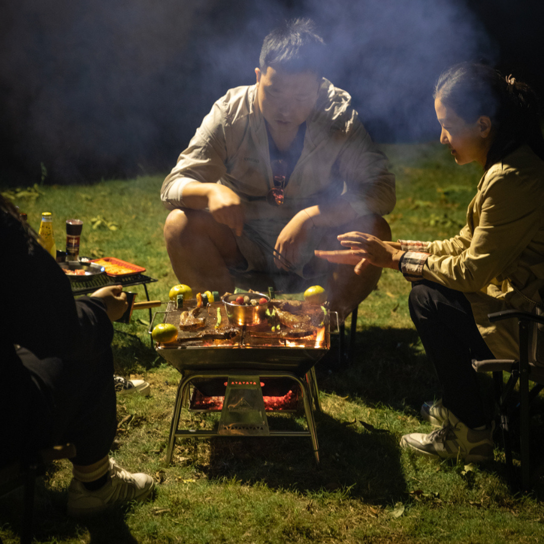 CAMPINGMOON MT-5 Folding Charcoal Grill BBQ Stand