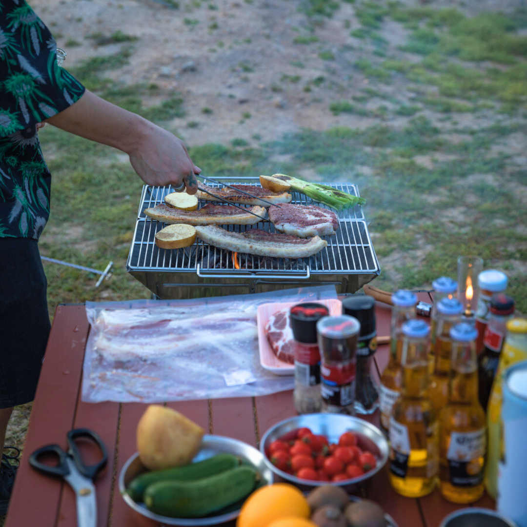 CAMPINGMOON MT-5 Folding Charcoal Grill BBQ Stand