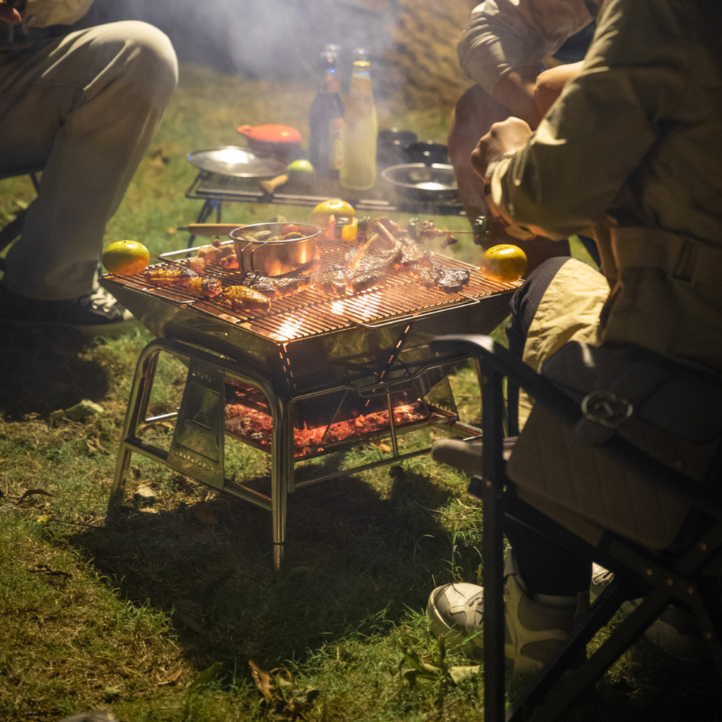 CAMPINGMOON MT-5 Folding Charcoal Grill BBQ Stand