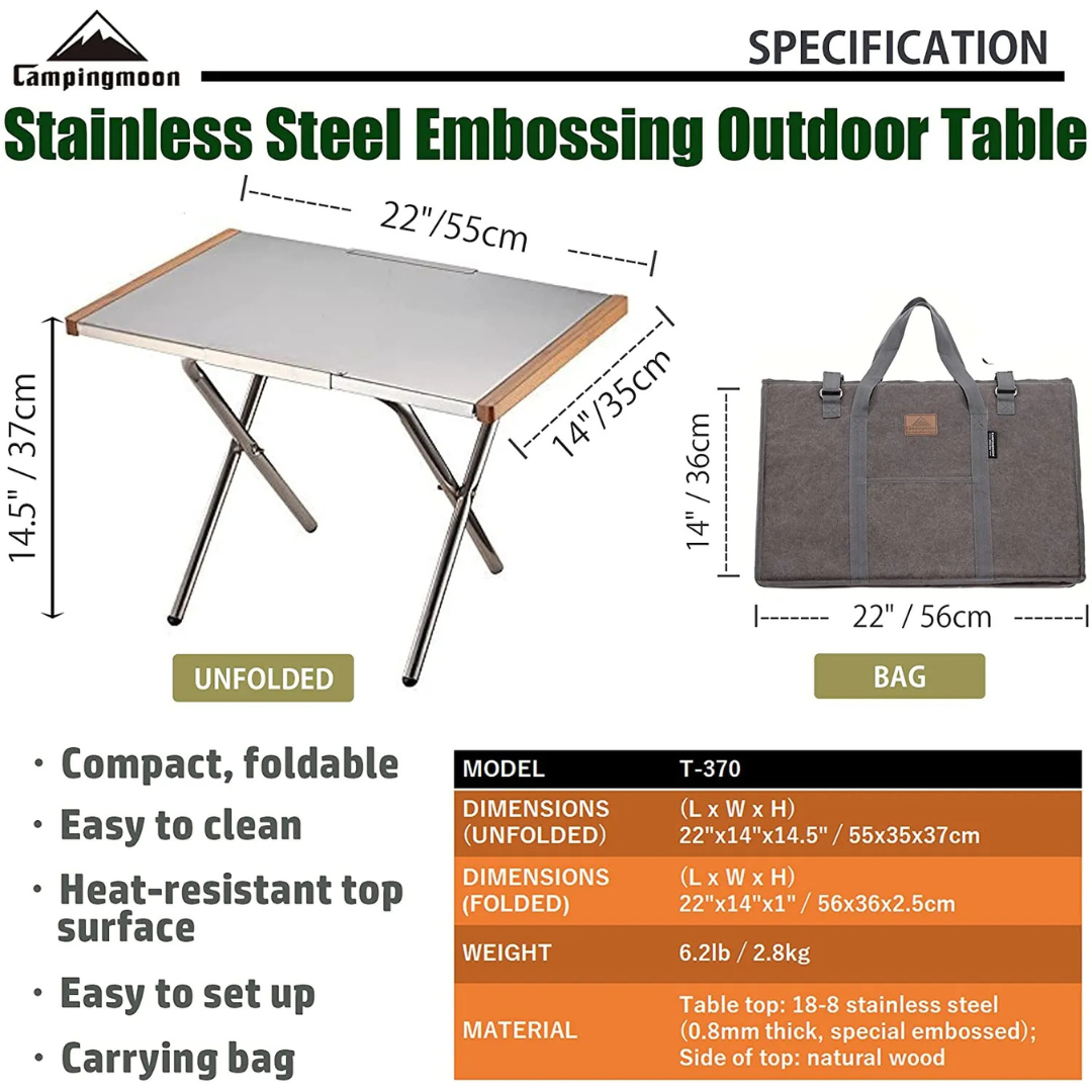 CAMPINGMOON T-370-1T Small Portable Embossed Finished Table