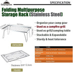 CAMPINGMOON T230A-TP Stainless Steel Field Rack with Bamboo Plate