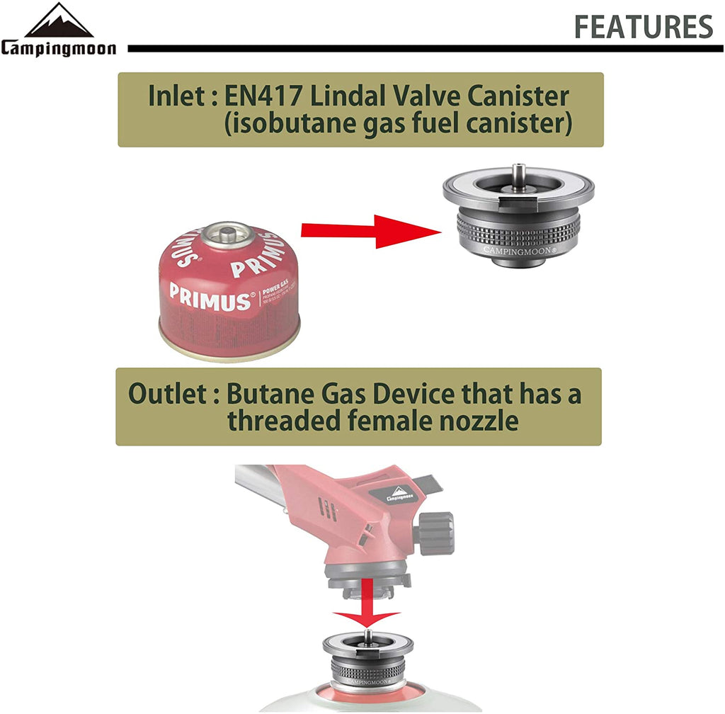 CAMPINGMOON Z13M Gas Stove Adapter EN417 Lindal Valve Canister