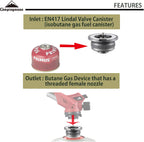 CAMPINGMOON Z13M Gas Stove Adapter EN417 Lindal Valve Canister