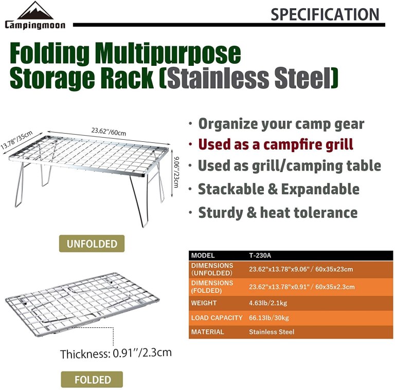 CAMPINGMOON T230A-2TP Stainless Steel Field Rack SET