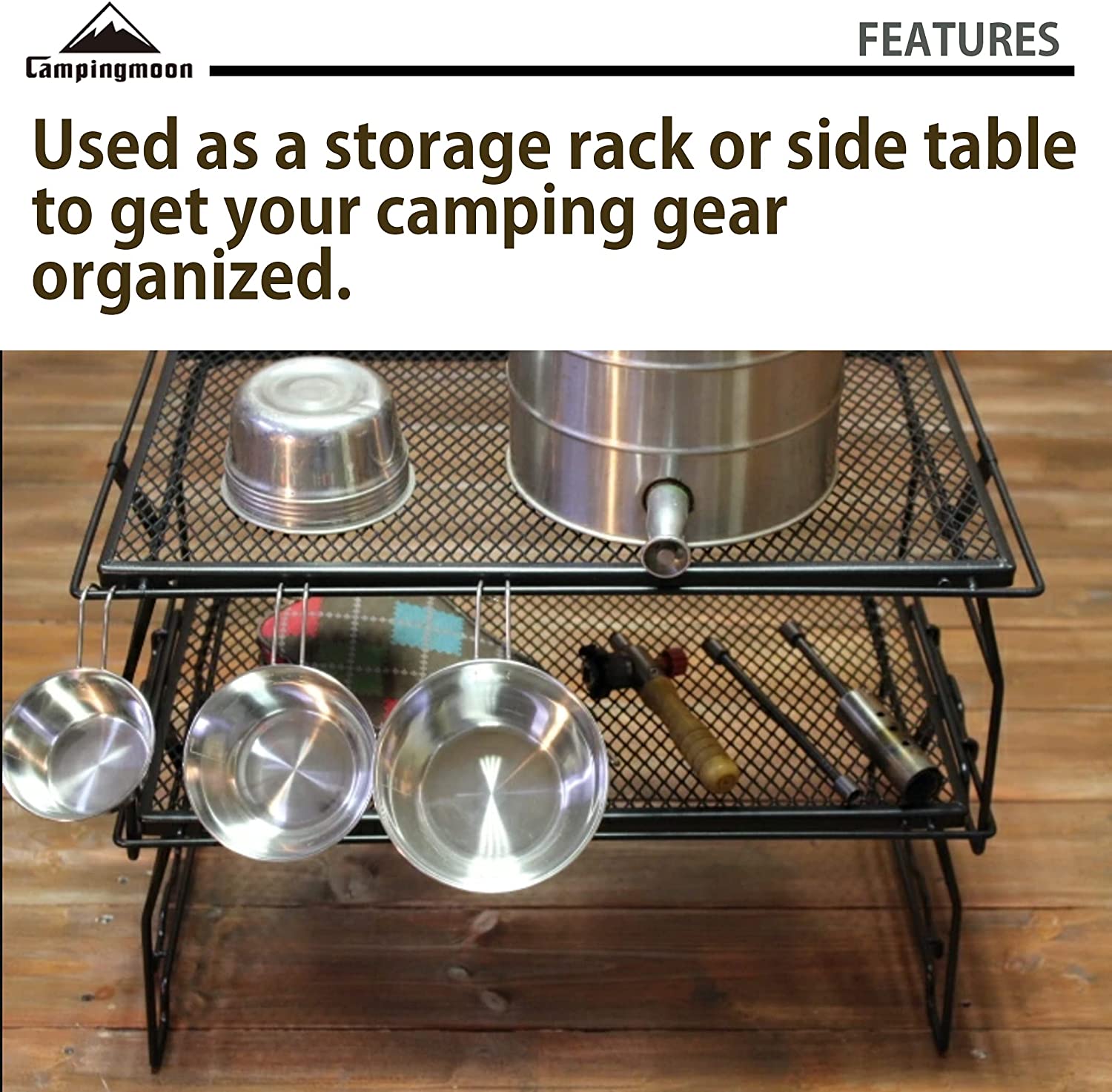 CAMPINGMOON T238 High-Quality Stackable Steel Mesh Table