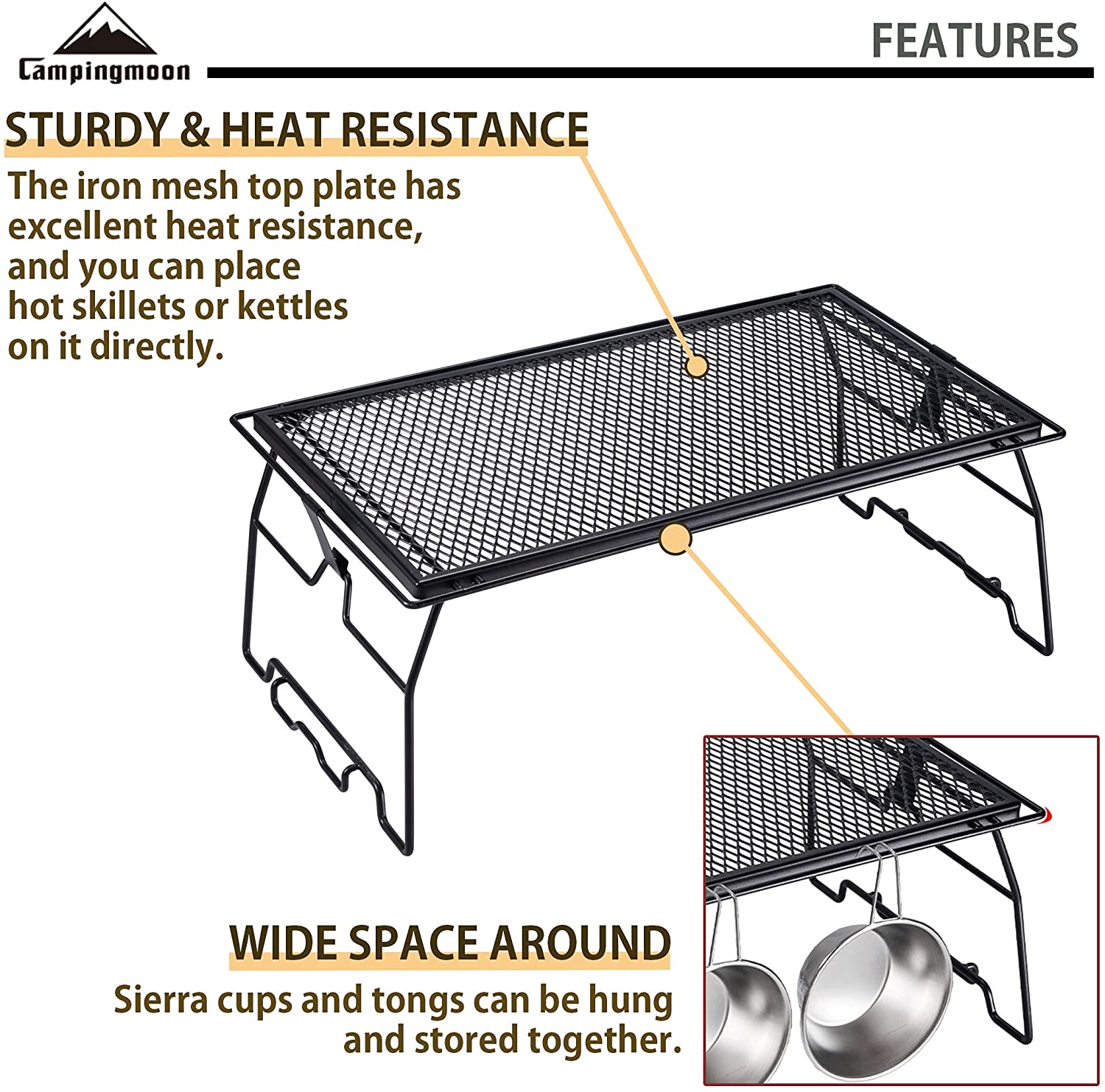 CAMPINGMOON T238 High-Quality Stackable Steel Mesh Table