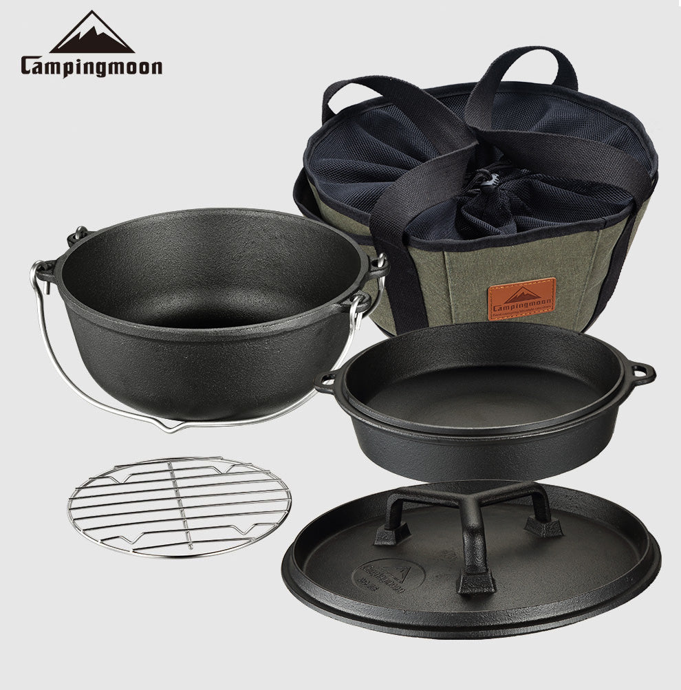 CAMPINGMOON DO-28 Dutch Oven Cast Iron Pot