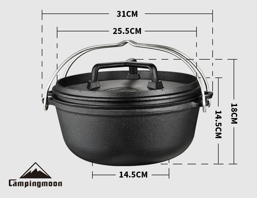 CAMPINGMOON DO-28 Dutch Oven Cast Iron Pot