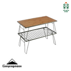 CAMPINGMOON T-233-2TP Steel Field Rack Stackable Table Set With Bamboo Plate